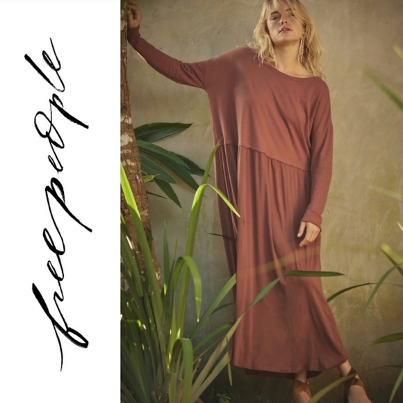 Free People Dresses & Skirts - FP Beach 🧡 Anytime Cotton Midi Dress 🧡 Rust orange color, size small